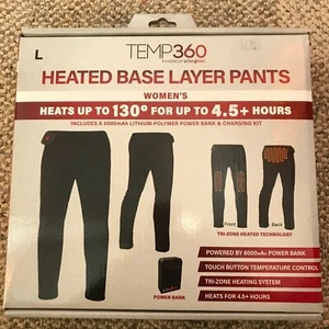 Temp 360 Womens Heated Base Layer Pants Black Size Large Tri-Zone Heated Tech - Picture 1 of 4
