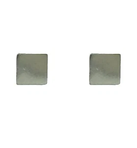 Pendientes pequeños cuadrados planos unisex de plata de ley 925 con tachuelas de regalo - Imagen 1 de 6