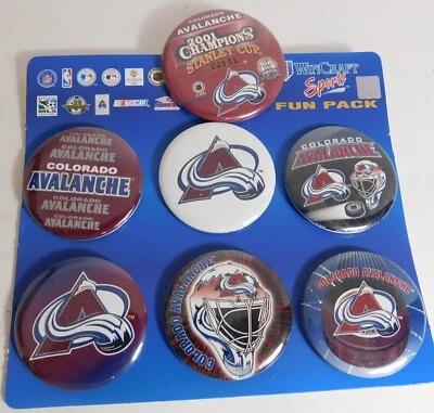 Avalanche Colorado NHL 6 Pin Set VTG Wincraft Made in USA 1997 + Bonus 2001 Pin - Image 1 of 2