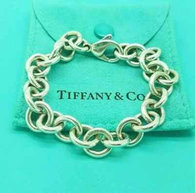 Tiffany & Co Rare Sterling Silver Large 10mm Round Links Charm Bracelet 7.25Inch - image 1 of 4