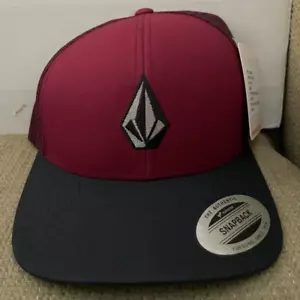 VOLCOM FULL STONE CHEESE SNAPBACK BURGUNDY BLACK *NEW* - Picture 1 of 3