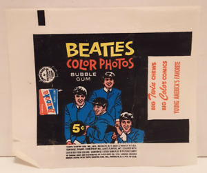 THE BEATLES COLOR PHOTOS TOPPS BUBBLE GUM CARD WAX PAPER WRAPPER 5x6 ORIGINAL