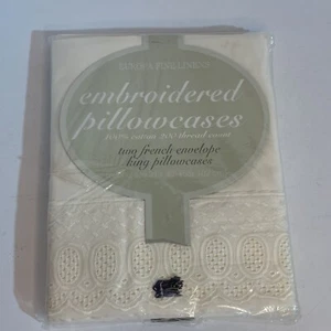 2 New Europa Fine Linens Embroidered French Envelope King Pillowcases - Picture 1 of 4