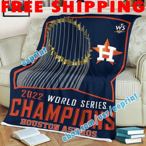 Houston Astros 2022 WORLD SERIES CHAMPIONS Trophy Blanket Fleece Thin Quilted Cover