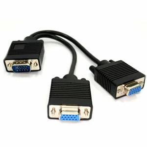 Svga Monitor Splitter 2 Weg 1 X 15pin Klinkenstecker Auf 2 Steckdosen Schwarz - Bild 1 von 12