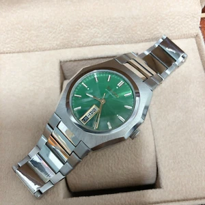 Vintage Bulova Classic Automatic Day Date Octagon Case Green Dial Mens Watch - Picture 1 of 8