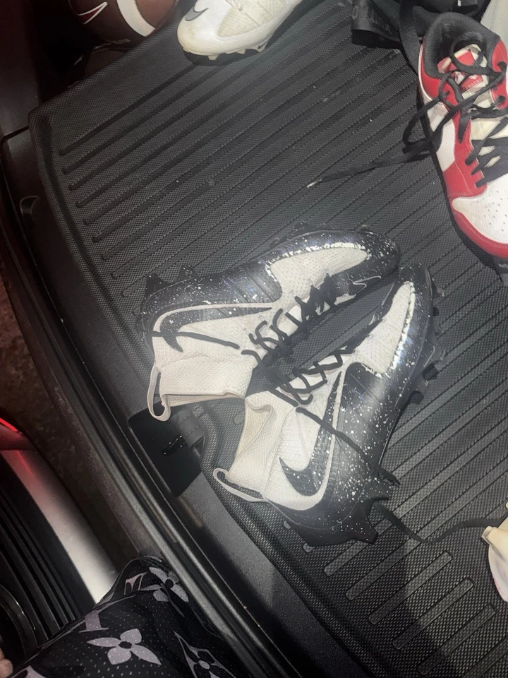 Nike Untouchable Mid 360 Custom Football Cleats Size 10 Black White(OREO) - Image 1 of 3