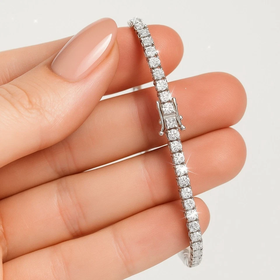 Sale! 2.75 Ct Natural Round Cut Diamond Tennis Bracelet Uk Hallmark White Gold - Image 1 of 4