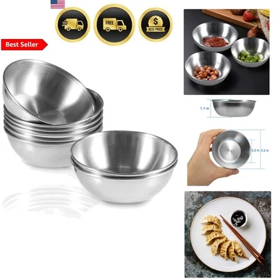 Mini Stainless Steel Sauce Bowls Set 8pcs 3.2inch Dipping Serving Saucer - Image 1 of 4