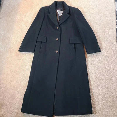 Gabardina larga para mujer Marvin Richards negra vintage mezcla de lana talla 8P Foto 1 de 4