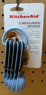 KitchenAid 5 Piece Measuring Spoon Set Blue Velvet Color Coordinated Kitchen New - Image 1 of 4