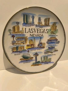 Las Vegas Plate 10 1/2" Vintage Souvenir Japan 1950s Casino Strip (Pristine) - Picture 1 of 9