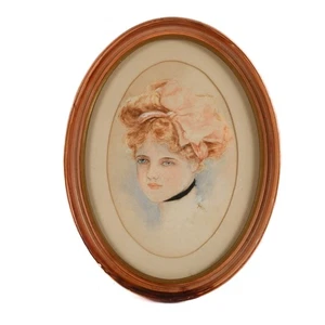 Retrato de acuarela con marco ovalado - Imagen 1 de 4