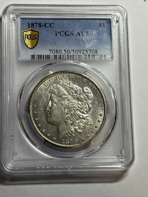1878-CC Morgan Silver Dollar PCGS AU50 Nice Strike Tough Date CC - Image 1 of 4