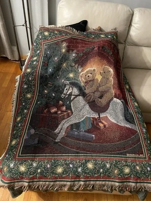 Vintage Ralph Lauren Polo Inspired Bear Blanket Cotton Inspired Throw Dupe - Image 1 of 4