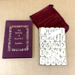 The Book of Runes Ralph Blum Hardcover 25 Sealed Oracle Tiles w/ Pouch 1982 - Picture 1 of 12