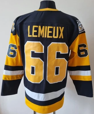 Camiseta deportiva de hockey Mitchell & Ness de los Pittsburgh Penguins de la NHL #66 Lemieux talla grande Foto 1 de 4