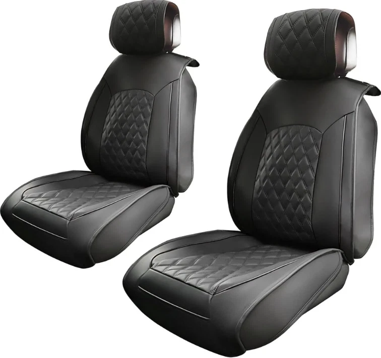 Silverado Sierra 2007–2024 黑色皮革 2 件套座椅套 — 第 1/4 张图片