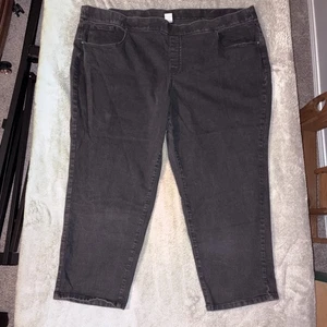 Terra & Sky Pull-On Straight Jeans Women's 4X (28W-30W) High Rise Black Pants - Picture 1 of 4