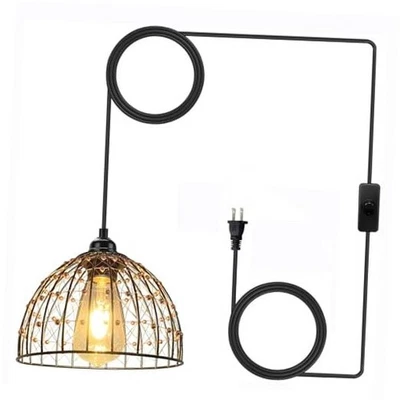 Plug in Hanging Pendant Light Industrial with Plug in Cord On/Off Switch  - Image 1 of 4