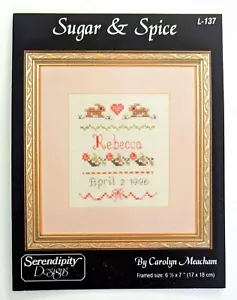 Sugar & Spice L-137 New Baby Girl Announcement Cross Stitch Kit~Carolyn Meacham - Picture 1 of 1