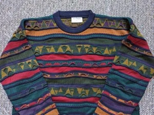 vintage 1990s sweater AUSTRALIA made 2XL multicolor LA DAME coogi HIP-HOP - Picture 1 of 8