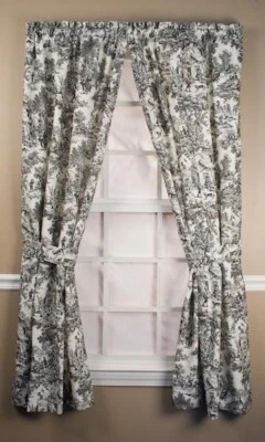 Ellis занавески VICTORIA PARK TOILE занавески панели комплект w галстуки хлопок черный 68 X 84 - Изображение 1 из 4