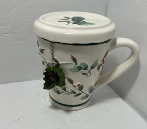 Taza de té Pfaltzgraff Winterberry en relieve 12 OZ con infusor y tapa - Imagen 1 de 7