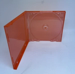 4 PCS NEW 10.4mm Single Orange CD Jewel Case With Clear Tray CDA, Made in USA - Picture 1 of 3