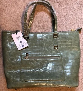 Urban Originals Weekend Croc-Embossed Vegan Leather Tote-green-NWT - Picture 1 of 11