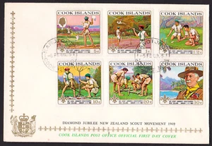 COOK ISLANDS - 1969 DIAMOND JUBILEE OF NEW ZEALAND SCOUT MOVEMENT - 6V FDC - Picture 1 of 4