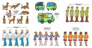 SCOOBY DOO MODEL SHEET PRINT SET - Daphne Velma Freddy Shaggy Scooby Mystery Van - Picture 1 of 7
