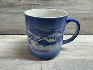 Vintage 1983 A.C.E Alaska Blue Scenic Cabin Winter Coffee Mug - Picture 1 of 7