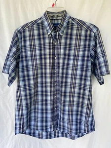 Vtg 80's TOWNCRAFT..BLUE PLAID..COTTON..SS SHIRT..MEN MED - Picture 1 of 5