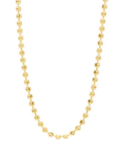 14K Gold Plated Vermeil Over Sterling Silver 3MM Moon Cut Bead Chain Necklace - Picture 1 of 7