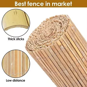 More details for bamboo slat fence screen roll screening fencing privacy sun panel garden outdoor
