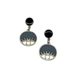 Women Evil Eye Earrings Drop Black Blue Stud Gold Circle Dangle Jewelry - Picture 1 of 1