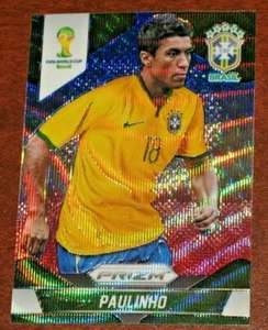 2014 Prizm World Cup Paulinho Blue White Red Wave BWR Brazil - Picture 1 of 2