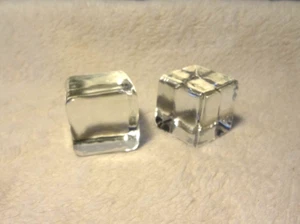 Clear Glass Ice Cube Set of Paper Weights Or Photo Prop 1.25 In Square - Picture 1 of 5