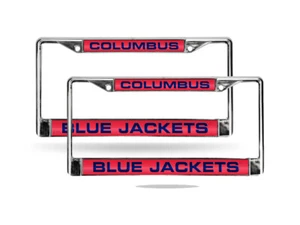 Columbus Blue Jackets NHL Chrome Metal (Set of 2) Laser Cut License Plate Frames - Picture 1 of 6
