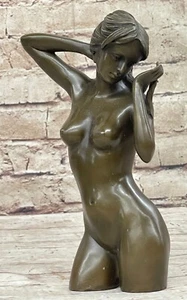 Escultura artesanal de bronce busto femenino desnudo de Mario Nick arte sensual para el hogar - Imagen 1 de 10
