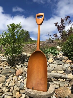 Antique Handmade Maple Wood Primitive D Handle One Piece Grain Shovel Farm Tool - Image 1 of 4