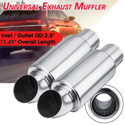 2Pcs 2.5'' Inlet Outlet Car Dump Muffler Exhaust Pipe Tip Sound Tuning Silencer - Image 1 of 4
