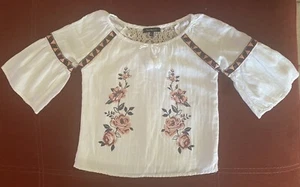 Takara Top Girls Sz 6x White Embroidery Crochet Lace Lined 3/4 Bell Sleeve - Picture 1 of 8