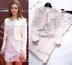 CHANEL 04C White Candy Mix Frill Trimmed Tweed Jacket Dress 36 38 US4 6 - Picture 1 of 24