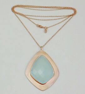 925 Sterling Silver Chalcedony Gemstone Rose Gold Plated Office Wear Necklace
