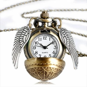 Mini Ball Shaped Steampunk Quartz Analog Pocket Watch with Necklace Chain Gifts - Picture 1 of 11