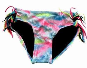 Justice Girls Bikini Swim Bottoms Tie Dye  Tie Sides Fringe Tassels 12 - Picture 1 of 3