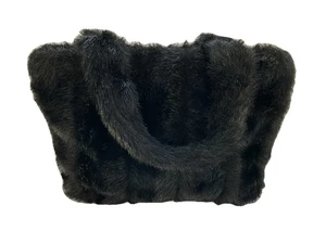 Akzente Plüsch Kunst schwarz Nerz Pelz Handtasche Handtasche Vintage Lane Bryant - Bild 1 von 6