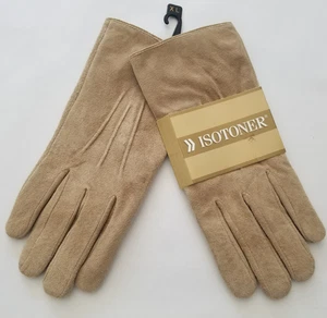 ISOTONER Beige Leather Fleece Lined Everyday Gloves Size XL - Picture 1 of 3